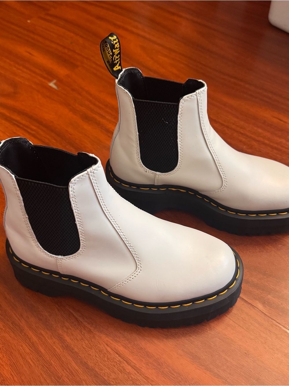 Dr. Martens White Chelsea Platform Boots